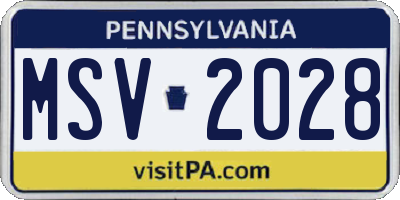 PA license plate MSV2028