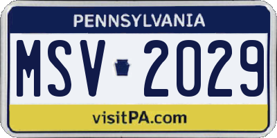 PA license plate MSV2029