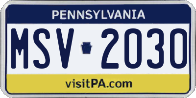 PA license plate MSV2030