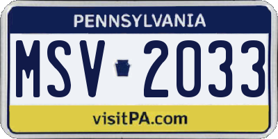 PA license plate MSV2033