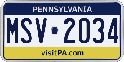 PA license plate MSV2034