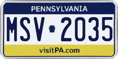 PA license plate MSV2035