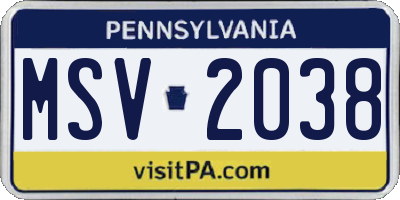 PA license plate MSV2038