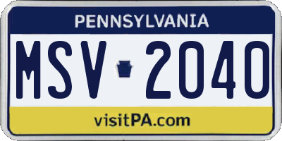 PA license plate MSV2040