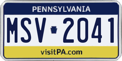 PA license plate MSV2041