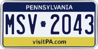 PA license plate MSV2043