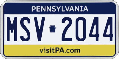 PA license plate MSV2044