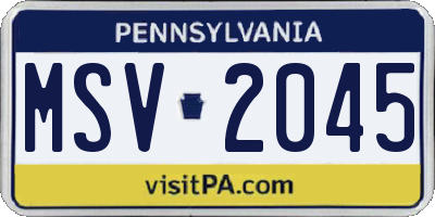 PA license plate MSV2045
