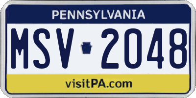 PA license plate MSV2048