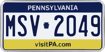 PA license plate MSV2049