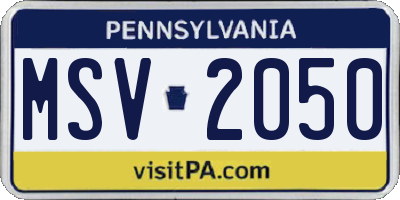 PA license plate MSV2050