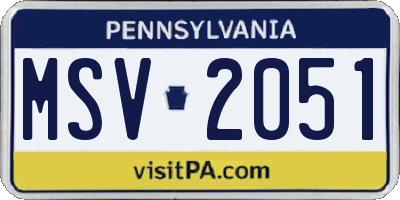 PA license plate MSV2051