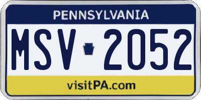PA license plate MSV2052