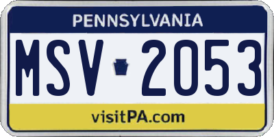 PA license plate MSV2053