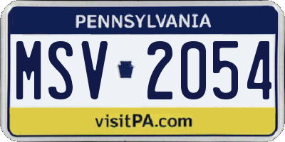 PA license plate MSV2054