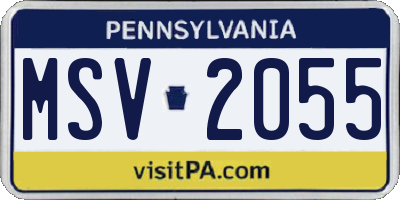 PA license plate MSV2055