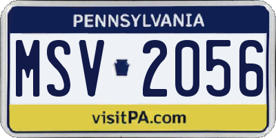 PA license plate MSV2056