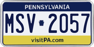 PA license plate MSV2057