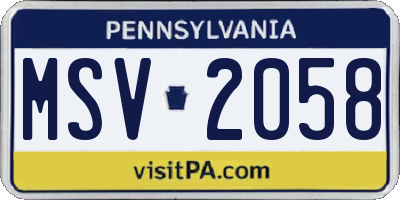 PA license plate MSV2058