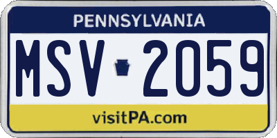 PA license plate MSV2059