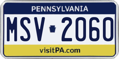 PA license plate MSV2060