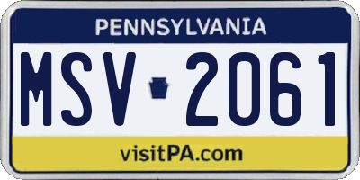 PA license plate MSV2061
