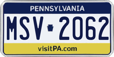 PA license plate MSV2062