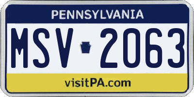 PA license plate MSV2063