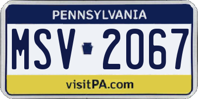 PA license plate MSV2067