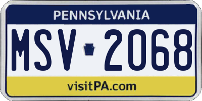 PA license plate MSV2068