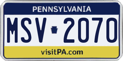 PA license plate MSV2070