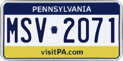 PA license plate MSV2071