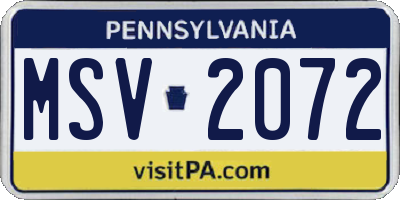 PA license plate MSV2072