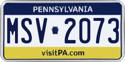PA license plate MSV2073