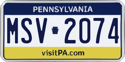 PA license plate MSV2074