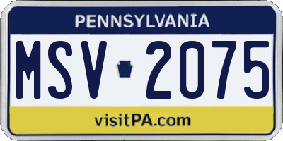 PA license plate MSV2075