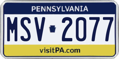 PA license plate MSV2077