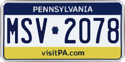PA license plate MSV2078
