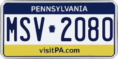 PA license plate MSV2080