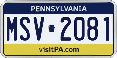 PA license plate MSV2081