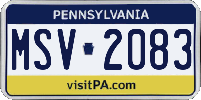 PA license plate MSV2083