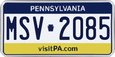 PA license plate MSV2085