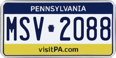 PA license plate MSV2088