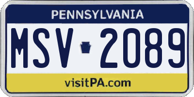 PA license plate MSV2089
