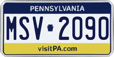 PA license plate MSV2090