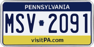 PA license plate MSV2091