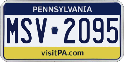 PA license plate MSV2095