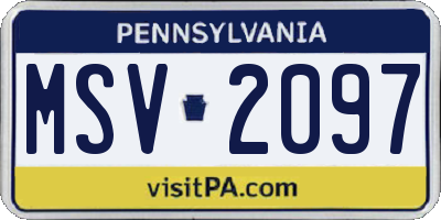 PA license plate MSV2097