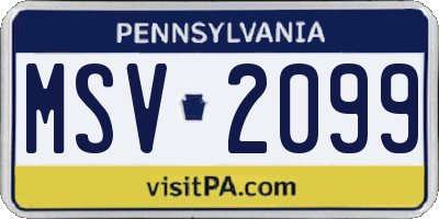PA license plate MSV2099