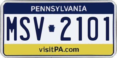 PA license plate MSV2101